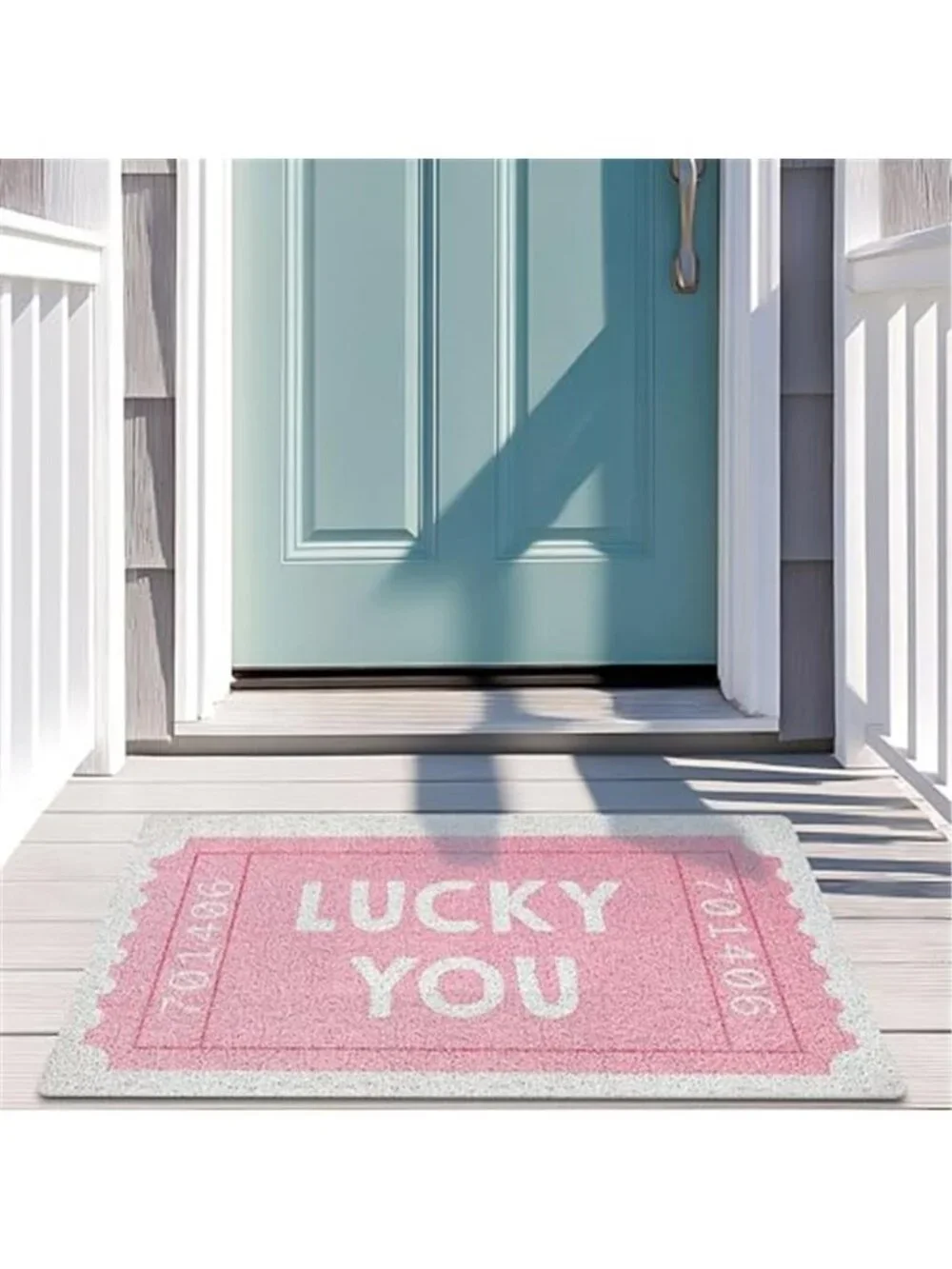 SNNDER Trendy Retro Pink Door Mat, Funky Retro Lucky You Tickets Doormat for